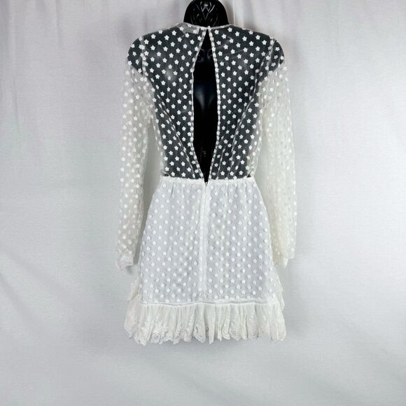 Alice McCall Forever Young White Lace Illusion Ruffle Mini Dress US 2 Bridal - Picture 5 of 11